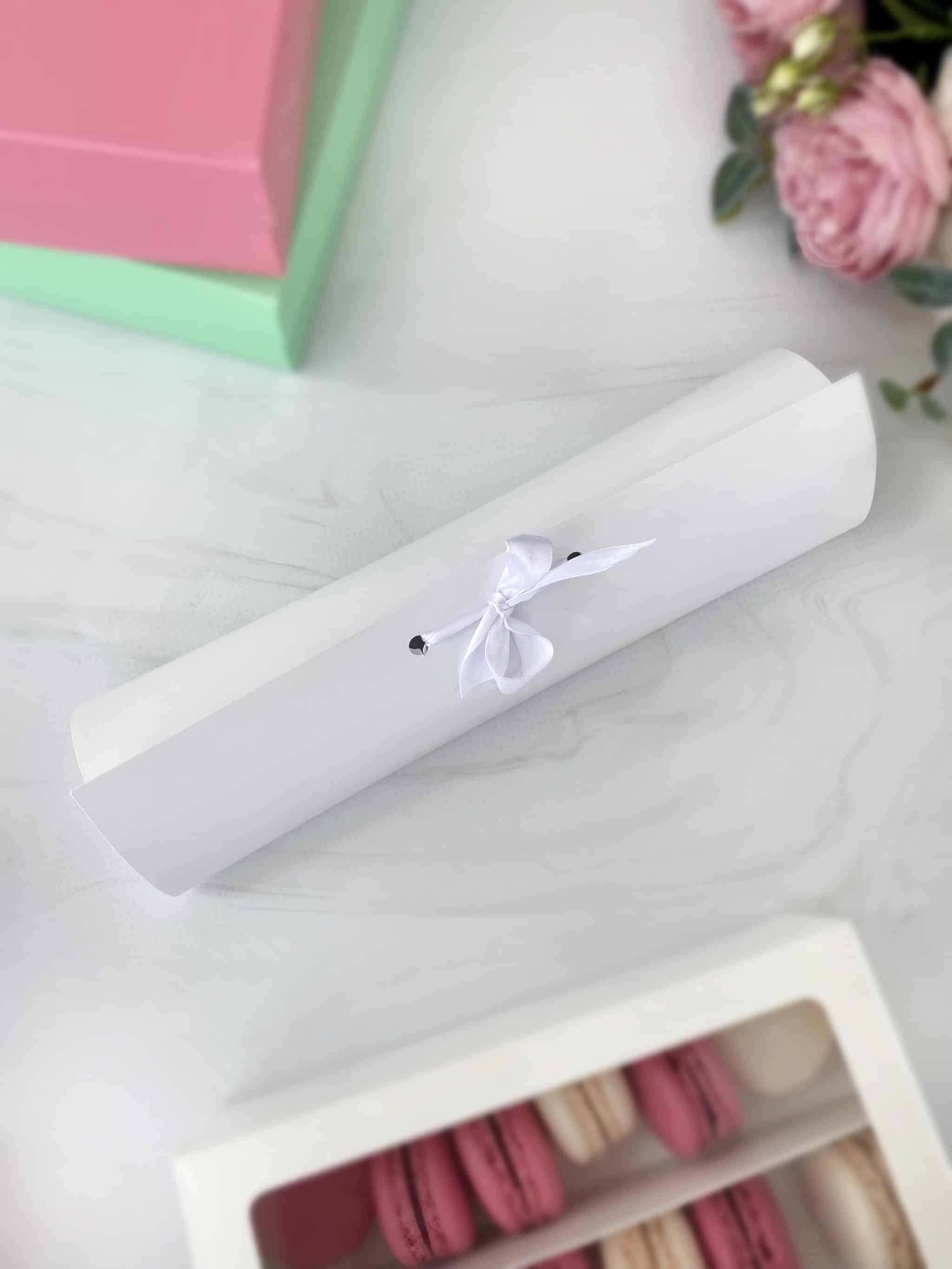 Тубус для кондитерских изделий с лентой, большой белый — изображение 2